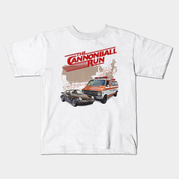 The Cannonball Run Kids T-Shirt by darklordpug